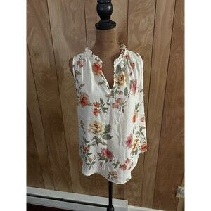 Violet & Claire Women's Sleeveless Blouse Pink/Coral/Blue Floral Pattern Size S
